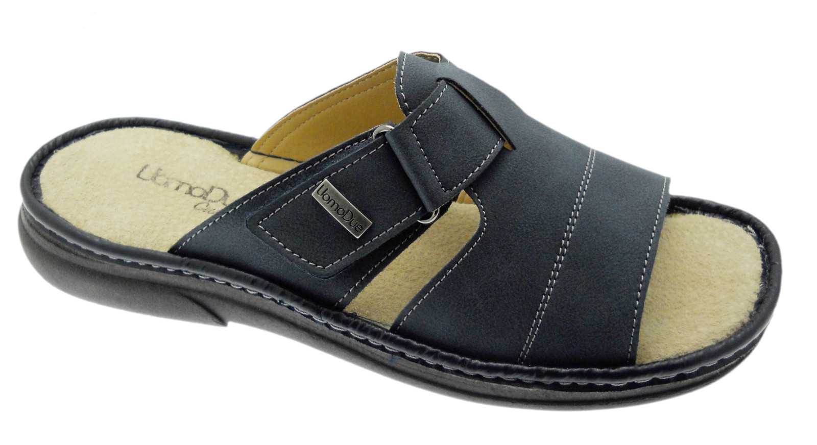 Uomo Due Riposella 50799 blue slipper memory adjustable footbed Uomodue by Ripos Uomo Due Riposella 50799 blue slipper memory adjustable footbed Uomodue by Ripos