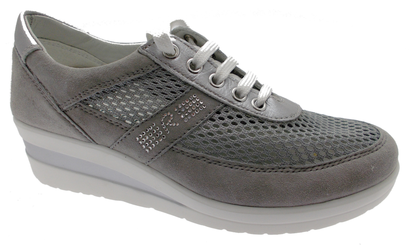 sneaker laces gray wedge shoe Art 75850 plantar network Woman Riposella ...