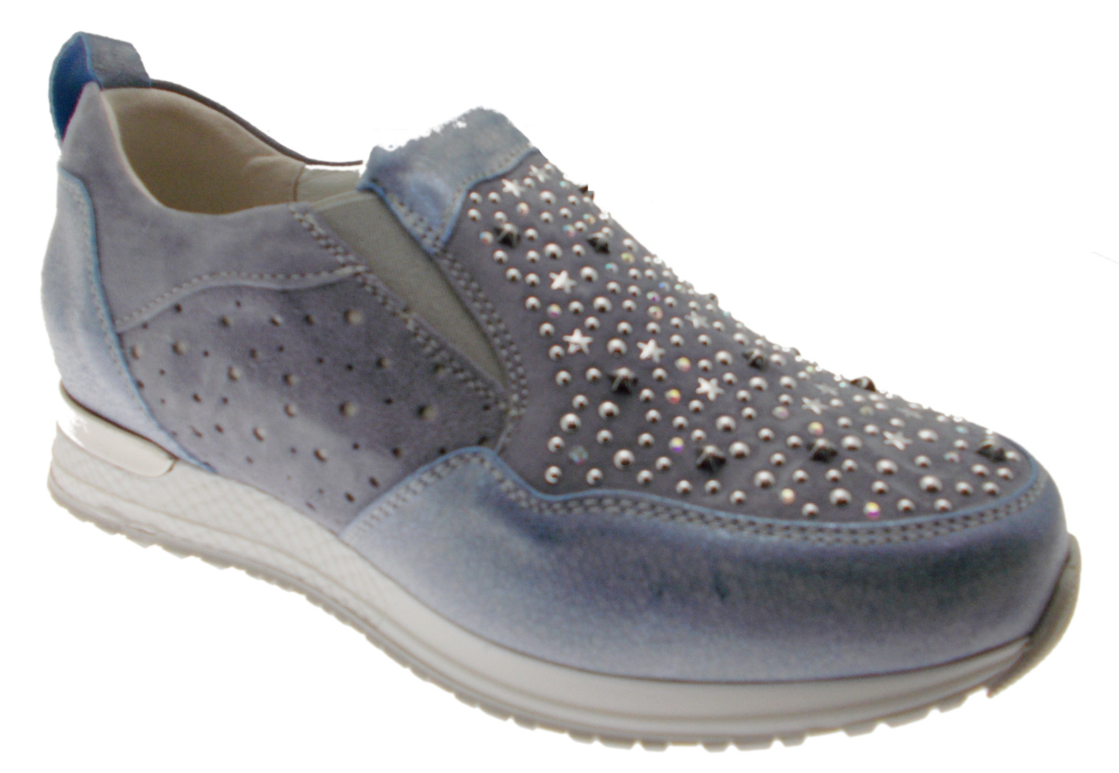 C3782 woman orthopedic shoe sneaker slip on laces blue avio plantar ...
